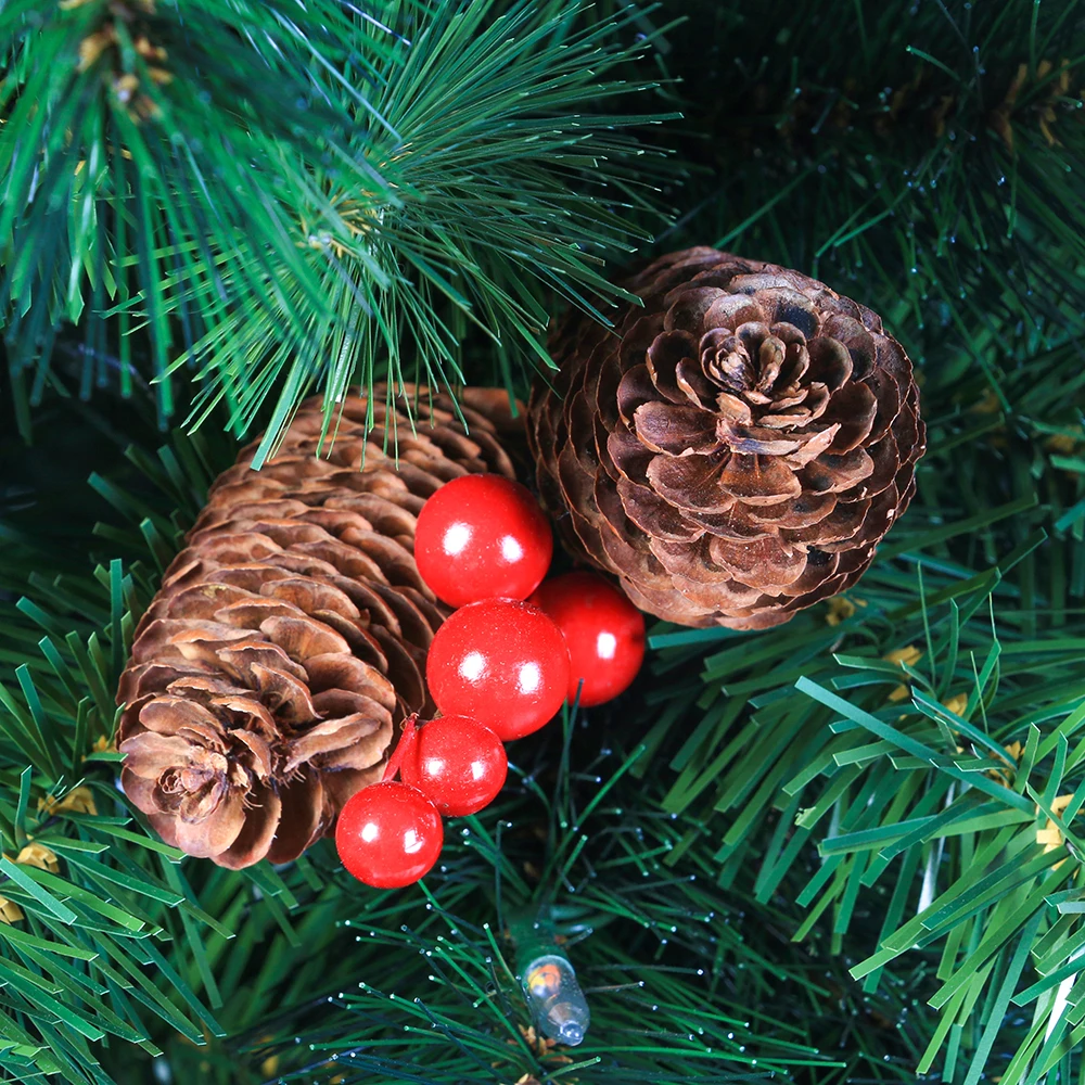 New Model Party Christmas Decorations 6ft 7ft Pre-Lit PVC and Pine Needle Green Hinged Artificial Christmas Tree With Lights