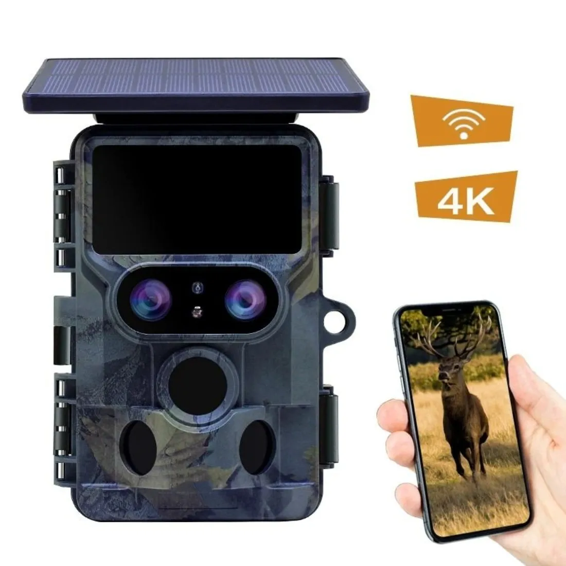 High Quality 4K WIFI Solar Powered 48MP Trail Camera Trap Hunting Camera Wildlife Photo Traps for Outdoor Security