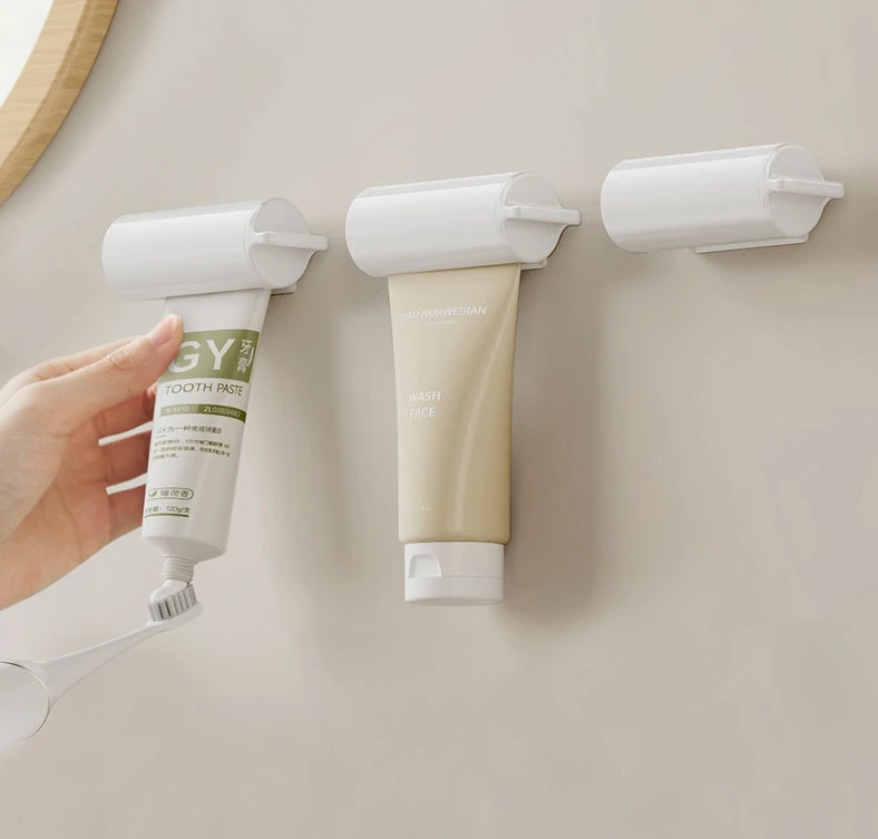 2024 New Rotary Punch Free Toothpaste Squeezer Shelf Toothpaste Dispenser for Bath & Toilet Supplies