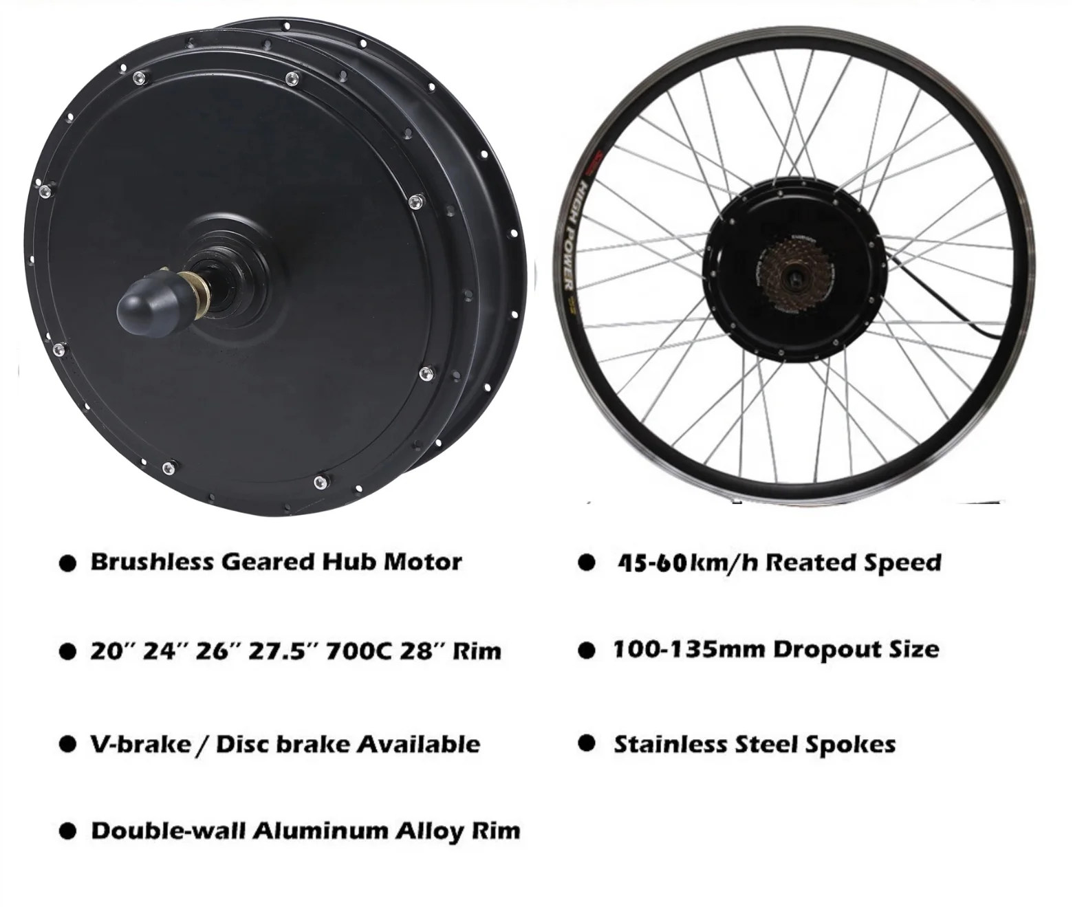 HANERIDE New model 48V 1500W brushless gearless ebike motor kits ebike conversion kits