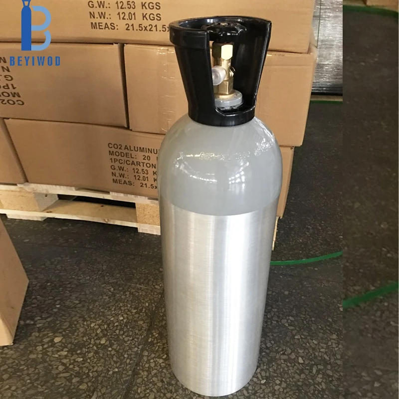 China cheap Co2 Beer brewing cylinder 5LB 10LB 20LB 13.4L co2 aluminum cylinder  with CGA320 valve and plastic handle