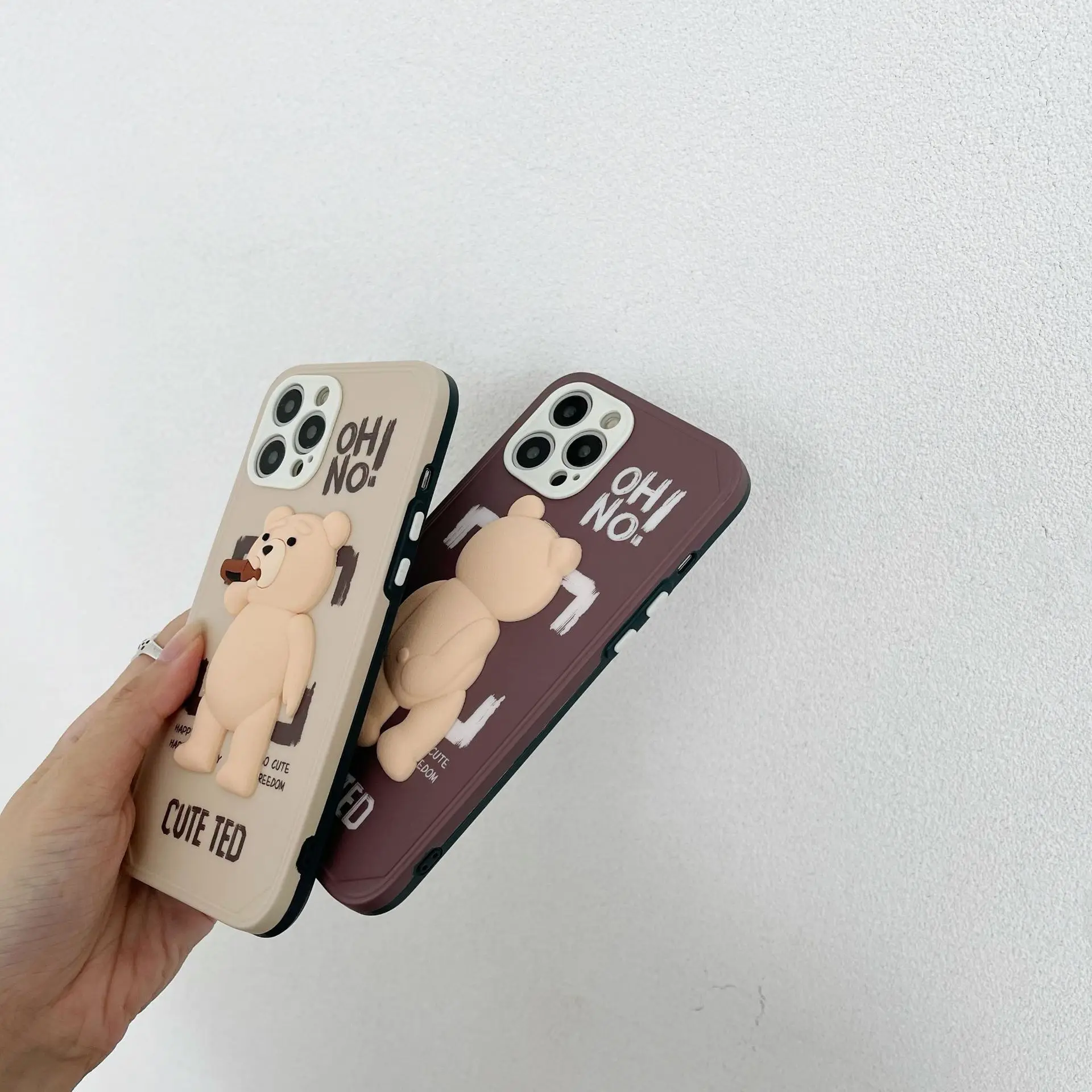 Hot Sale 3D Cartoon Drinking Beer Ted Bear Style Phone Case for iPhone 13 Cute Creative Cover for iPhone 12/11/7/8/XS/X/XR/MAX