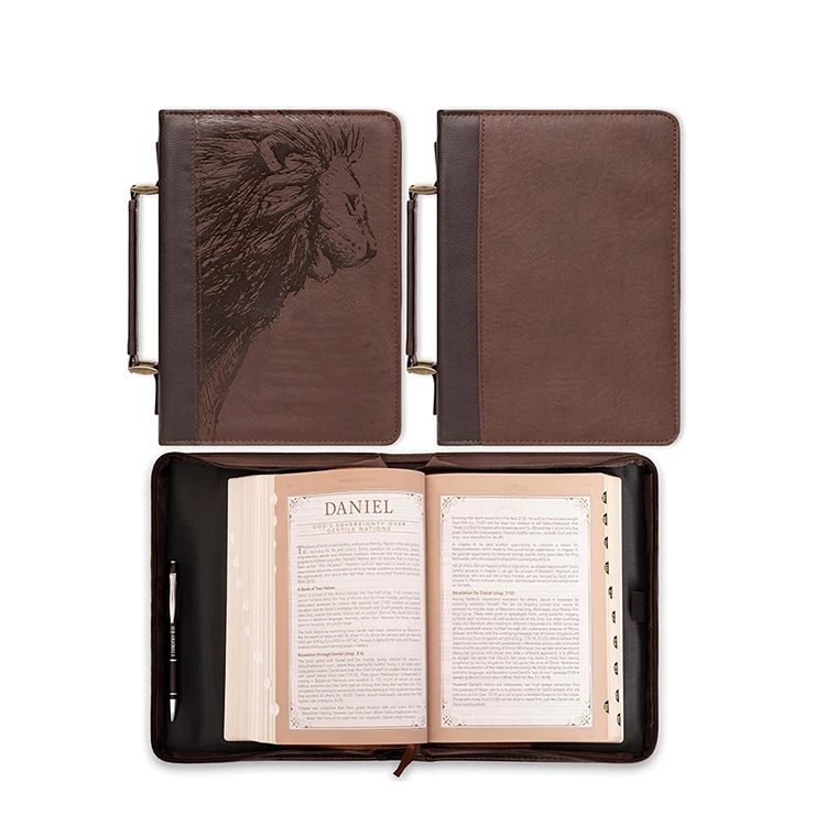 supplier custom Classic Style PU Leather Bible Cover Protective Leather Carrying Book Case Church PU Bible Bag for men