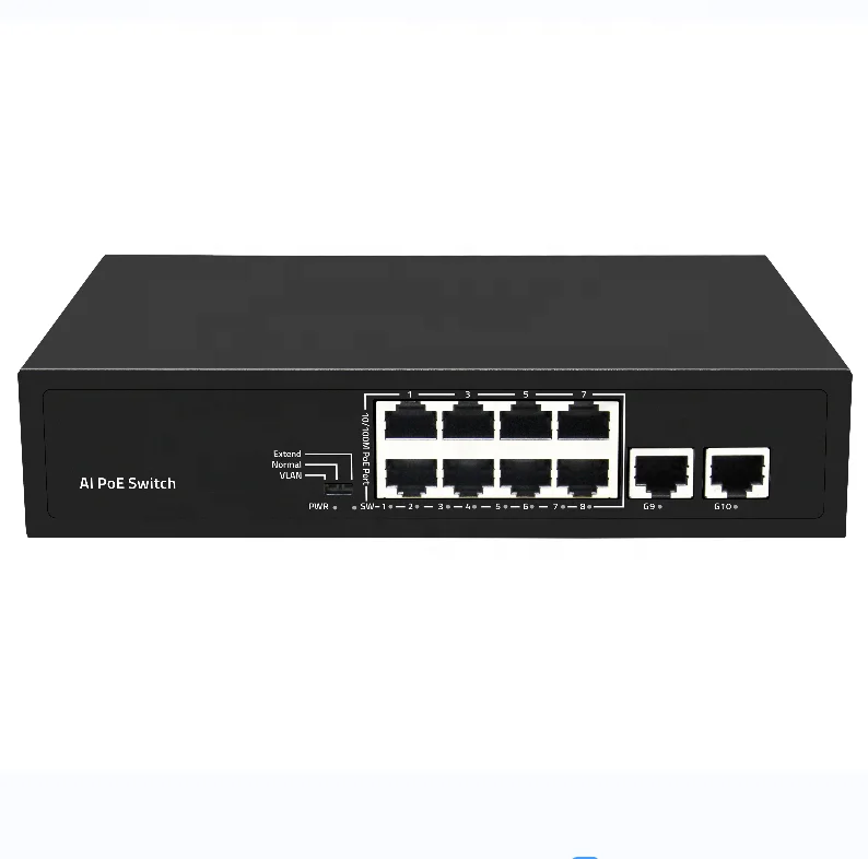 Full Gigabit 10/100/1000M 8 port PoE switch with 2 SFP gigabit slots for CCTV industry