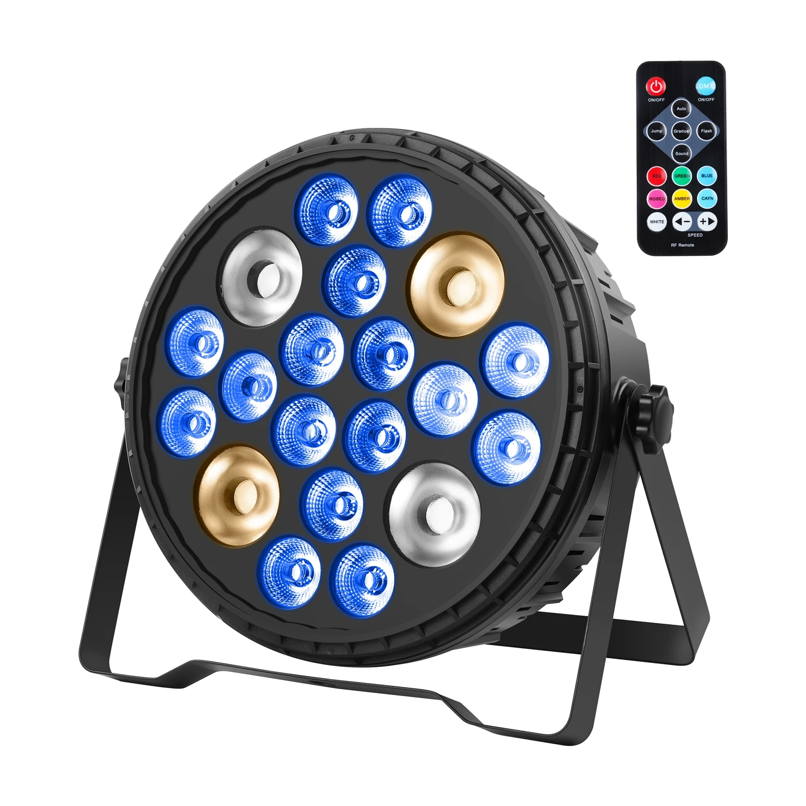 4pcs WA LEDs + 16pcs RGBUV LEDs Lighting Effect Par Light with Remote Control Stage Light DMX512