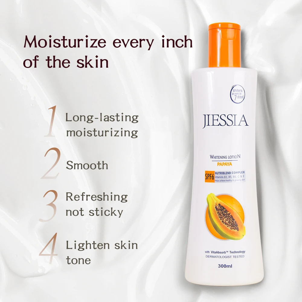 JIESSIA In stock skin body care natural PAPAYA moisturizing whitening brightening whiting body lotion