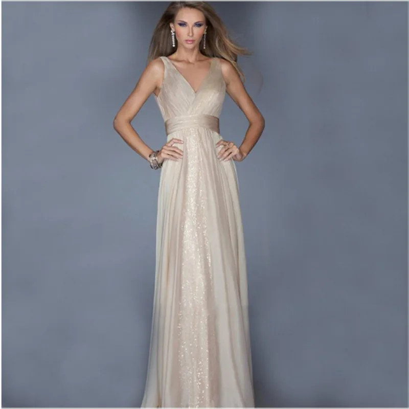 Hot Sale New Elegant Beaded Sleeveless Party Bridesmaid Prom Ball Gown Long Evening Dress