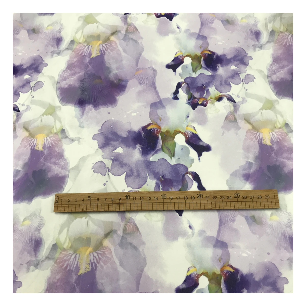 New fashion purple painting flowers design digital wholesale printed chiffon fabric for clothing
