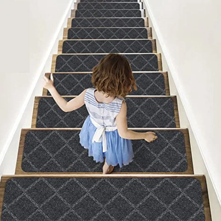Self-adhesive stair tread pad anti-skid noise reduction stair carpet stripe stair tread pad