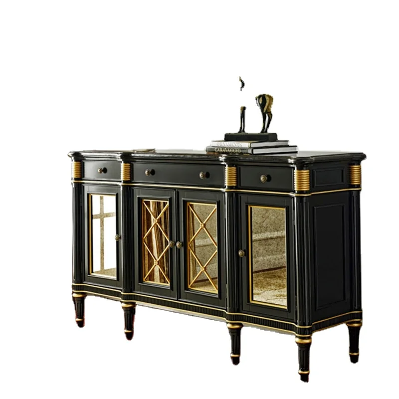 Black  classic style  mirrored  cabinet side cabinet