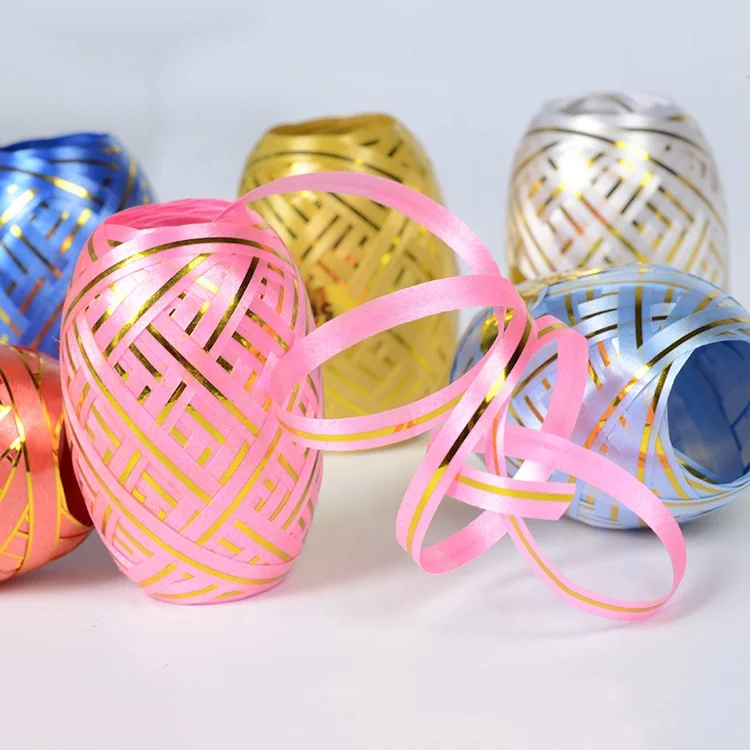 New promotional customized gift packing balloon ribbon rolls, christmas decoration 10m curly ribbon egg