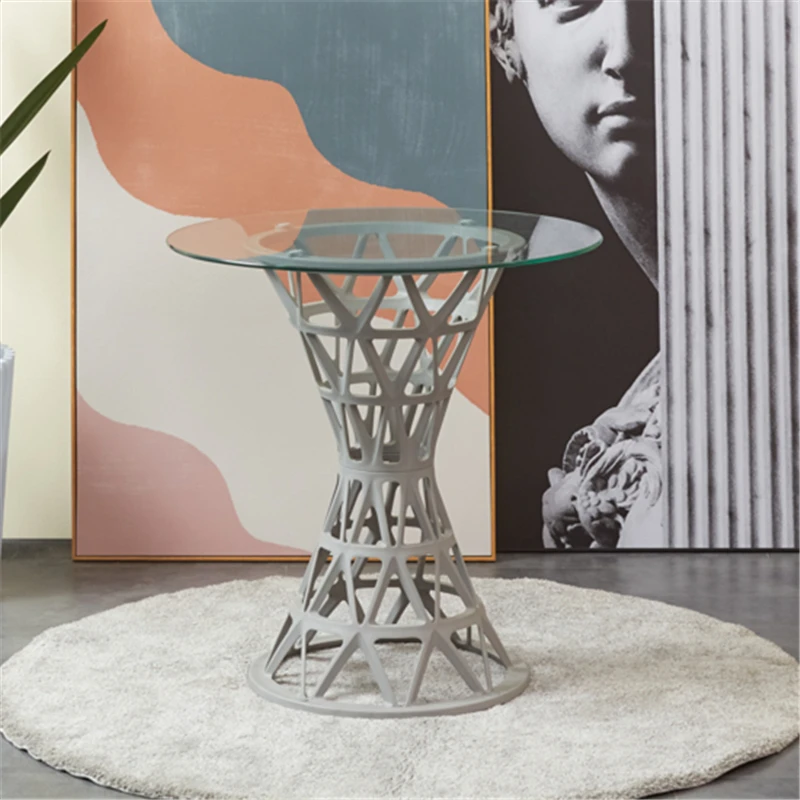 
Free sample home Furniture wholesale modern round top glass dining room table with pp legs 