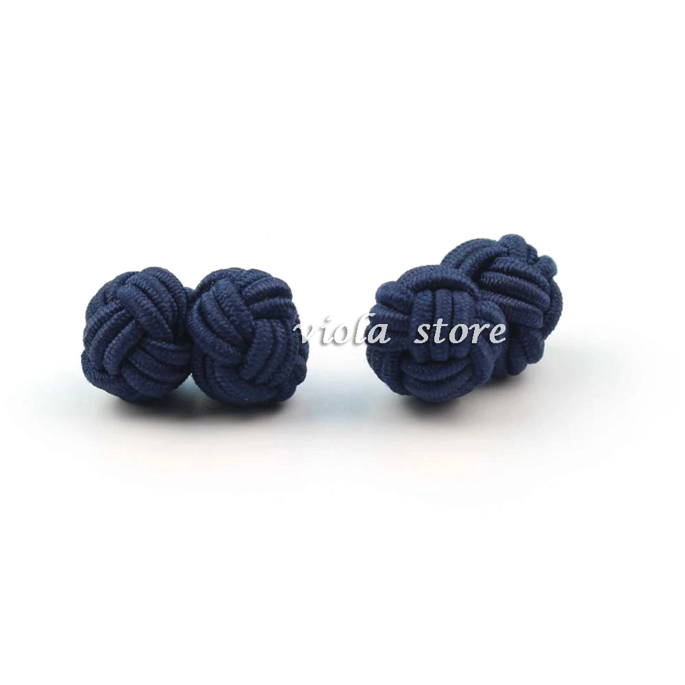 Solid Colorful Stretch Rope Silk Knot Cufflinks Hand-Woven Simple Navy Pink Cuffs Men Bar Party Club Daily Sleeve Accessory Gift