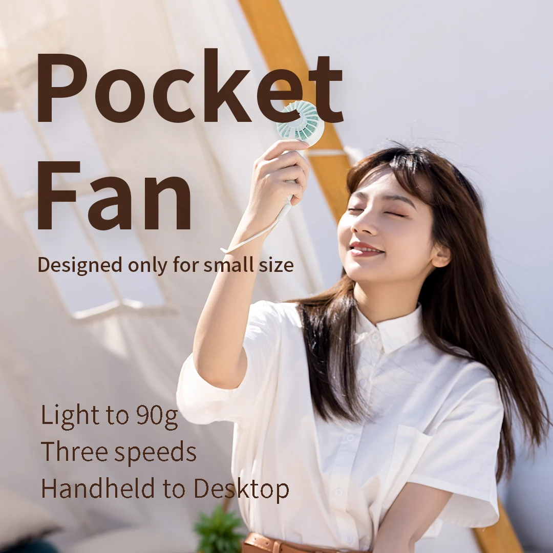 Hot Sale Mini Pocket Handheld Fan Three Speed  China Factory Wholesale mini fan four color Type C 5000 mAh Battery