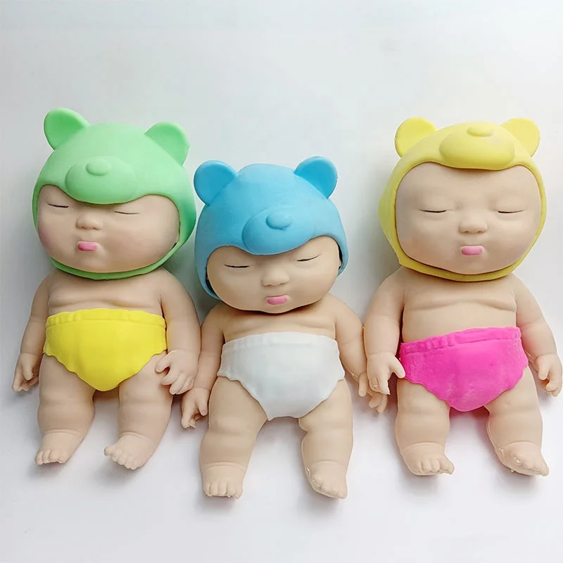 SqueezeToys Custom Baby Doll Mini Reborn Doll Sleeping Baby Stretch Fidget Toy Stress Relief Newborn doll Squeeze Toys For Kids
