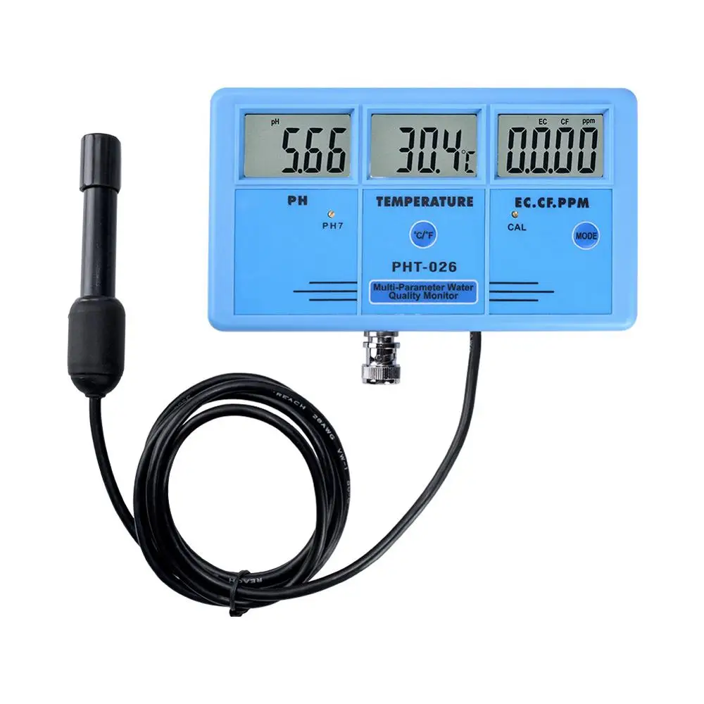 6 in 1 Water Quality Tester 3 LCD PH Meter EC CF TDS ORP Temp Digital Meter