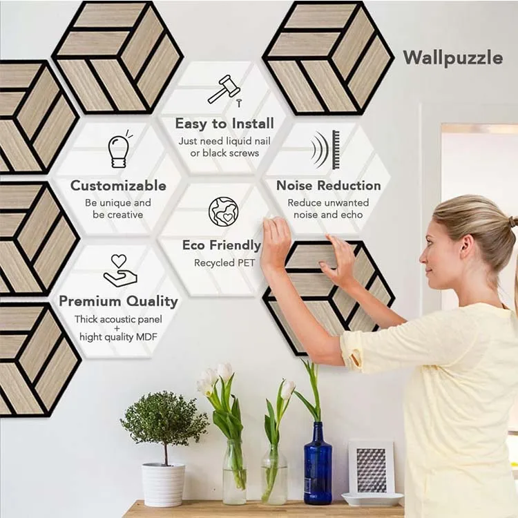 wood venee cork acoustic panel hexagon acoustic salt wall big hexagon wooden polyester hexagon acoustic panel