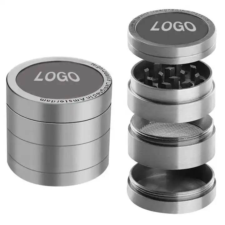 A Archibald 55mm Spice Herb Grinder Custom Logo Aluminum Tobacco Grinder Round Manual 4 Layer Metal Grinder Smoking Accessories