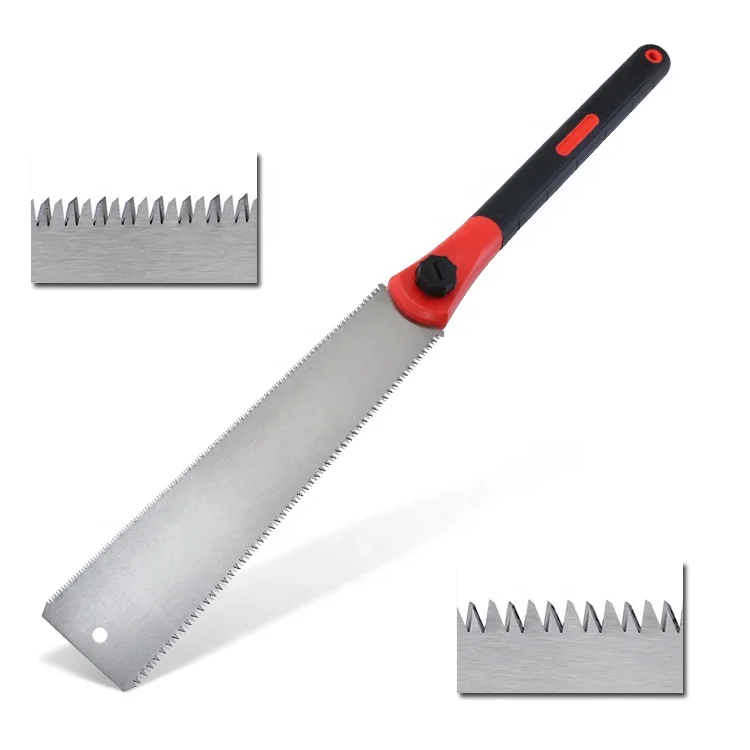 Three Sides Teeth Blade Woodworking Pull Hand Saw FIXED BLADE 0.4 with Plastic Anti-skid Handle Steel Box OEM Wood White 65mn