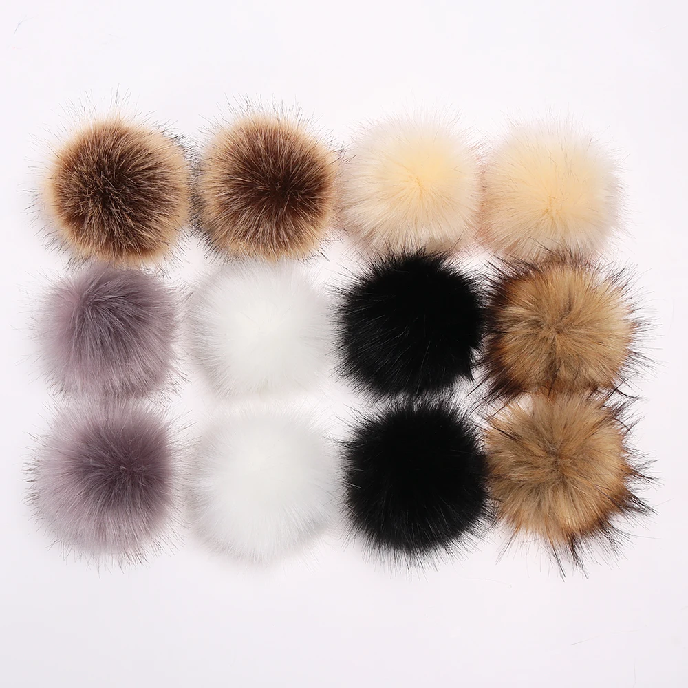 Custom Big Size Fur Pompom Colorful Fur Pompoms With Snap Faux Fur Pompom Cheap Price