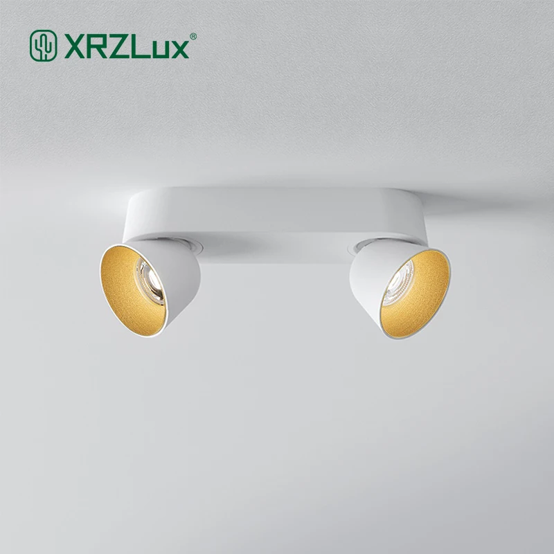 XrzLux 15W Nordic Modern Double Head Surface Mount Ceiling Spotlight Aluminum 355 Degree Rotatable Adjustable Led Downlight