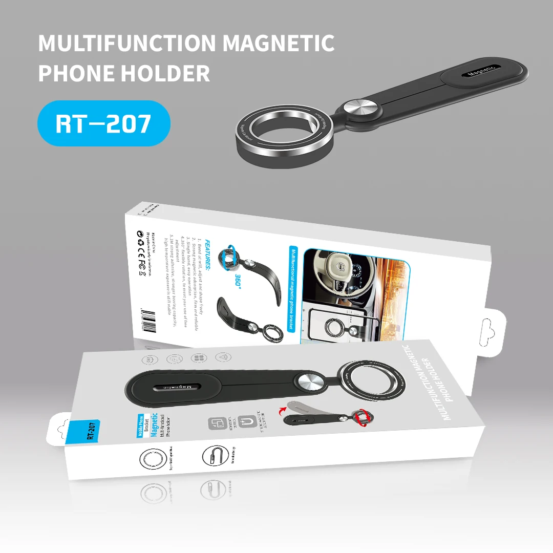 2024 New  RT207 Wireless Fast Charging N52 Magnetic Flexible 360 degree Rotating Phone Holder Magnetic Car Phone Holder