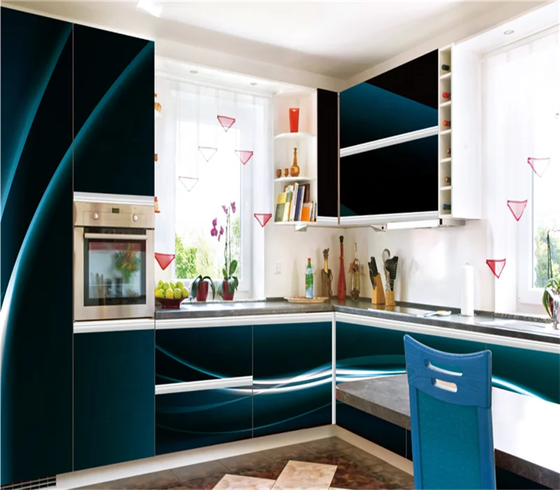 Bomei New Design 3D Fiberglass Kitchen Cabinets With Laminate Kitchen Cupboards