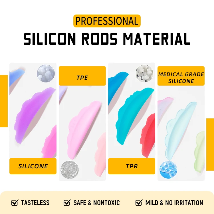 Soft No Odor Lashlift Sticky Shield Clear Silicone Eyelash Curler Perm Rod Pink Eye Lash Lift Pads Lamination Rollers Diy Oem