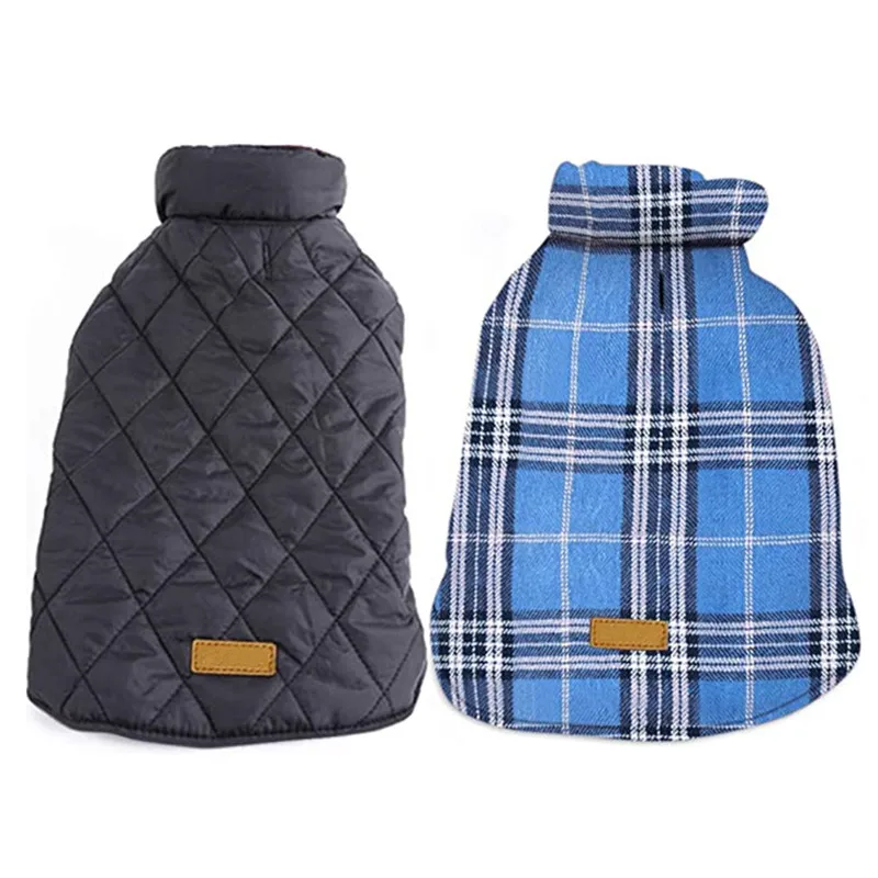 
Одежда для домашних животных на заказ, теплая водонепроницаемая ветрозащитная Двусторонняя жилетка для собак, клетчатая флисовая хлопковая куртка для собак, куртка для собак 