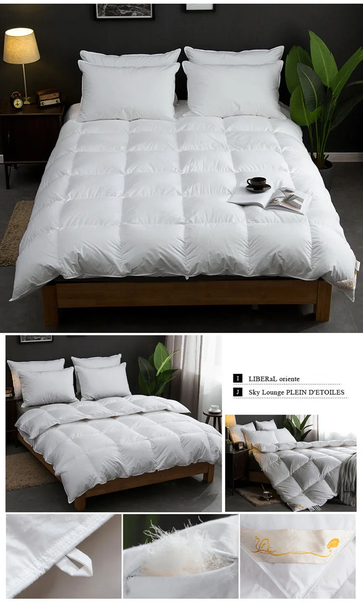 Hot Sale Luxury White Microfiber Duvet Soft Queen Size Comforter Goose Cotton Filling Breathable Hotel-Quality Quilt Home Use