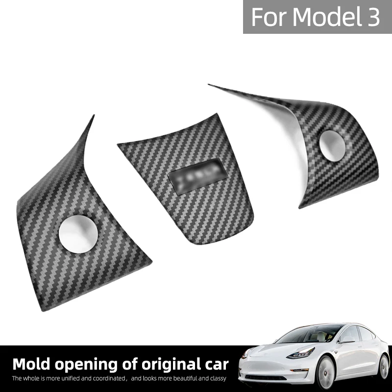 Для Tesla Model 3/Model Y из углеродного волокна для автомобильного рулевого колеса Накладка украшения салона