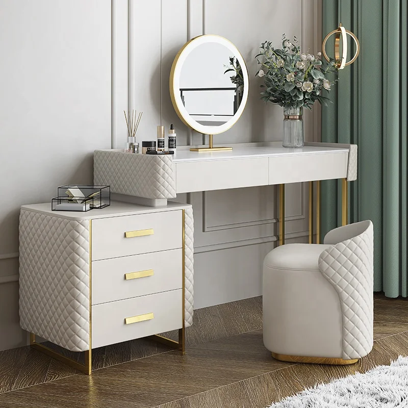Luxury high end wooden  Dressing Room Cabinet With Mirror dresser table set furniture