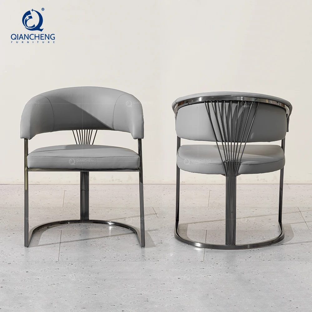 QIANCHENG ergonomic European style velvet upholstered restaurant hotel living room furniture luxe dining chairs