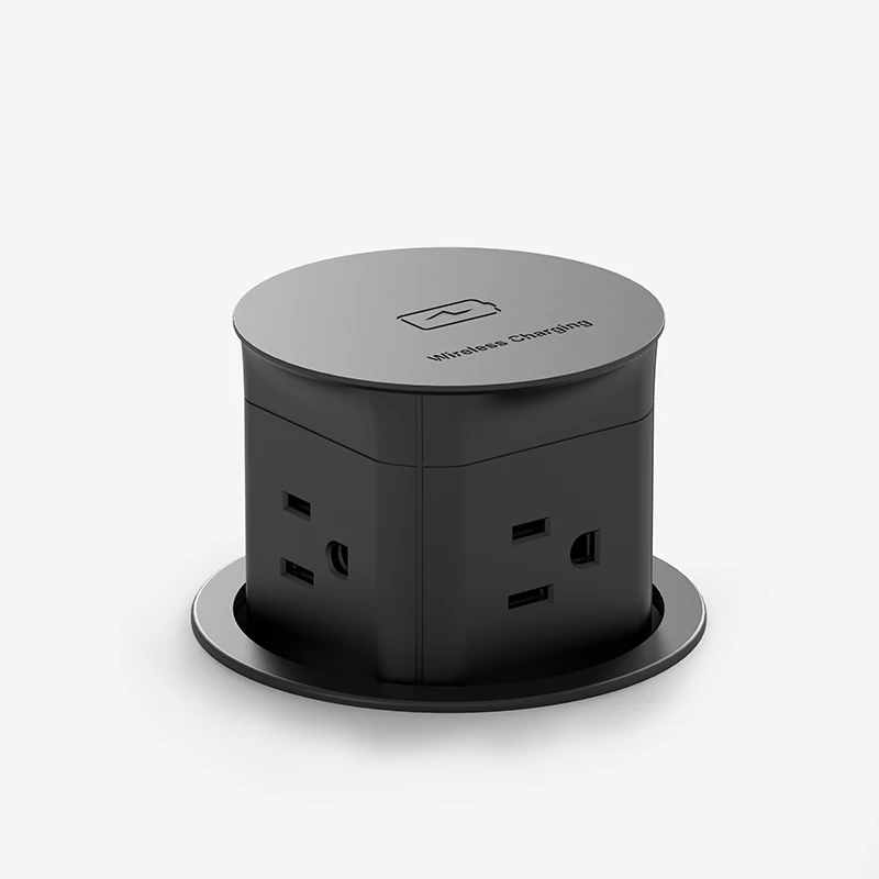 JOYE hot sale pop up power outlet Office Table and Workshop retractable sockets with 15W wireless charger pop up sockets