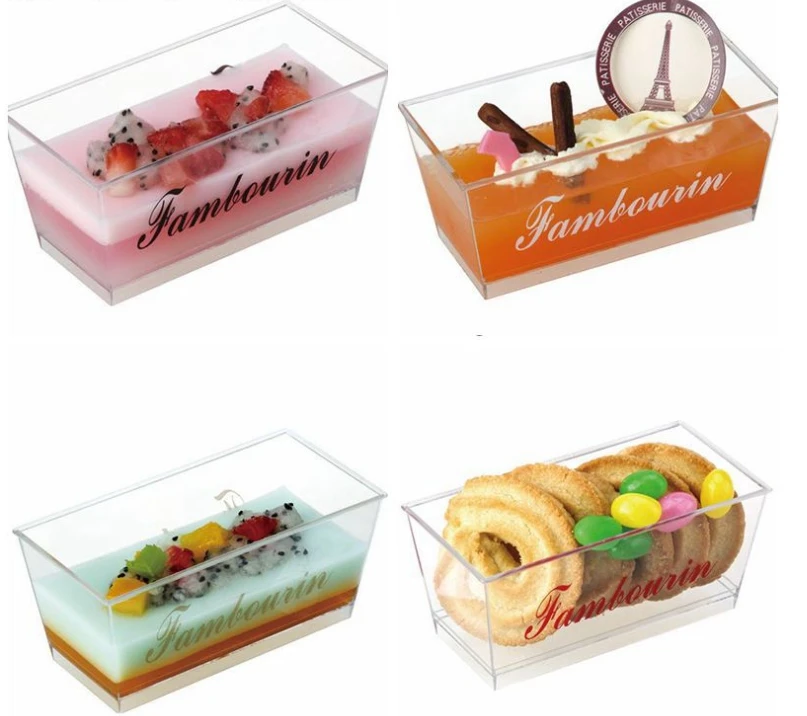 Square PS Clear Plastic Ice Cream Cup Bio Parfait Fruit Dessert Box Yogurt Plastic Cups With Lids And Spoon