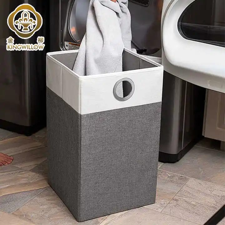 Foldable collapsible rectangular  laundry fabric basket dirty laundry hamper basket customized