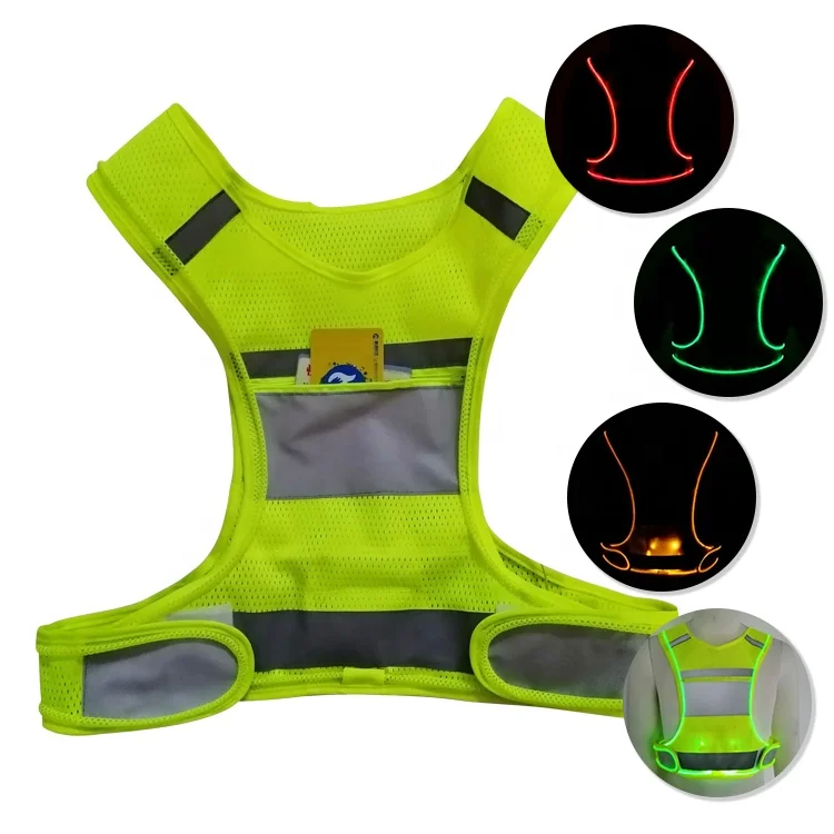 
High Quality Reflective LED Light Waterproof Run Cycling Jogging Strip Safety Vest Belt 
