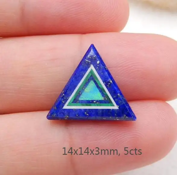 Natural Malachite, Lapis Lazuli And Opal Intarsia Gemstone Jewelry Geometric Triangle Cabochon Natural Stone Loose Gemstone