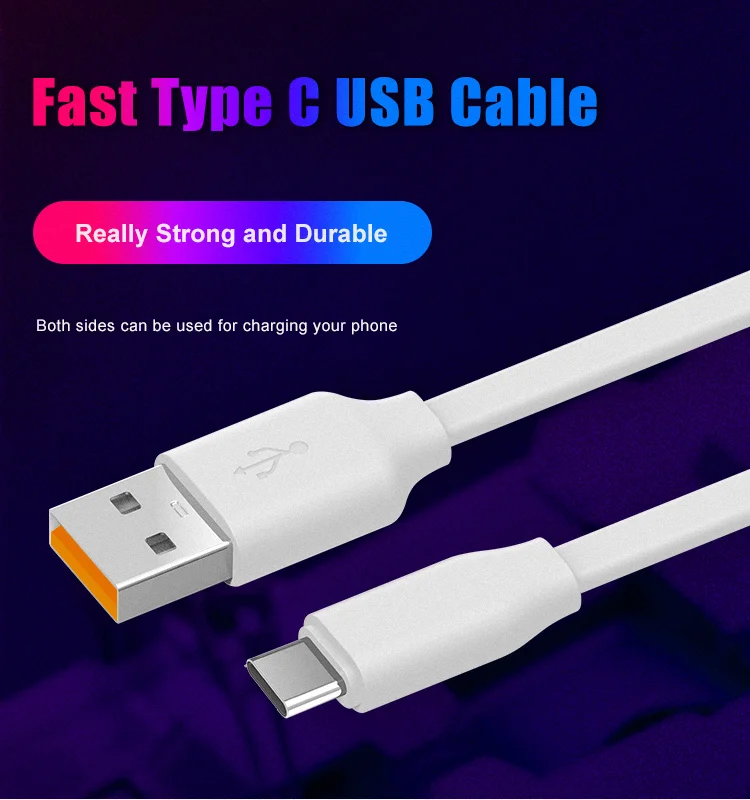 Высококачественный плоский зарядный кабель usb type-c для передачи данных телефона зарядное устройство