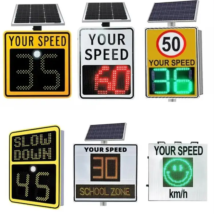 Emoj Face Feedback Solar Doppler Speed Indicator Meter Sensor Detector Traffic Warning Radar with Limit Display Sign