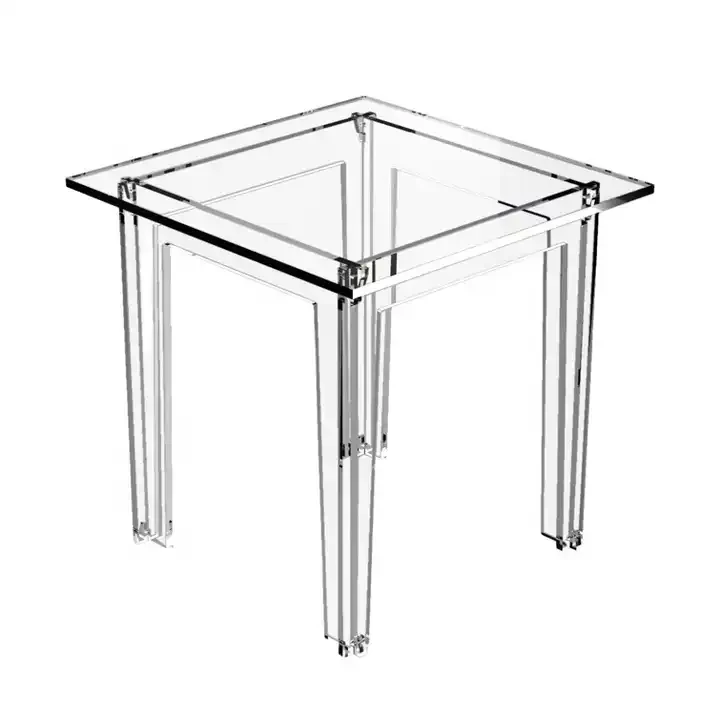 Transparent Acrylic Wedding Side Table Brushed Metal Brass Round Office Living Room Bedroom Customizable cheap office table