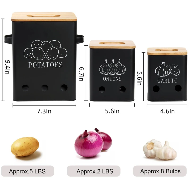 Metal Potato Onion Garlic Kitchen Canisters Set Kitchen Vegetable Onion Garlic Potato Storage Bin Box Food Container Sets
