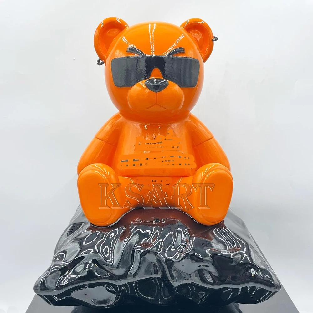 Modern creative resin teddy bear sculpture interior upscale home decoration Pop Art luxury statue