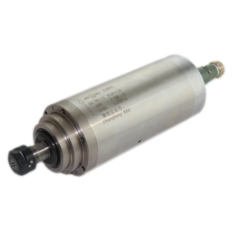 3kw Water Cooled Electric Spindle 24000rpm 3 bearing Er20 100mm Diameter