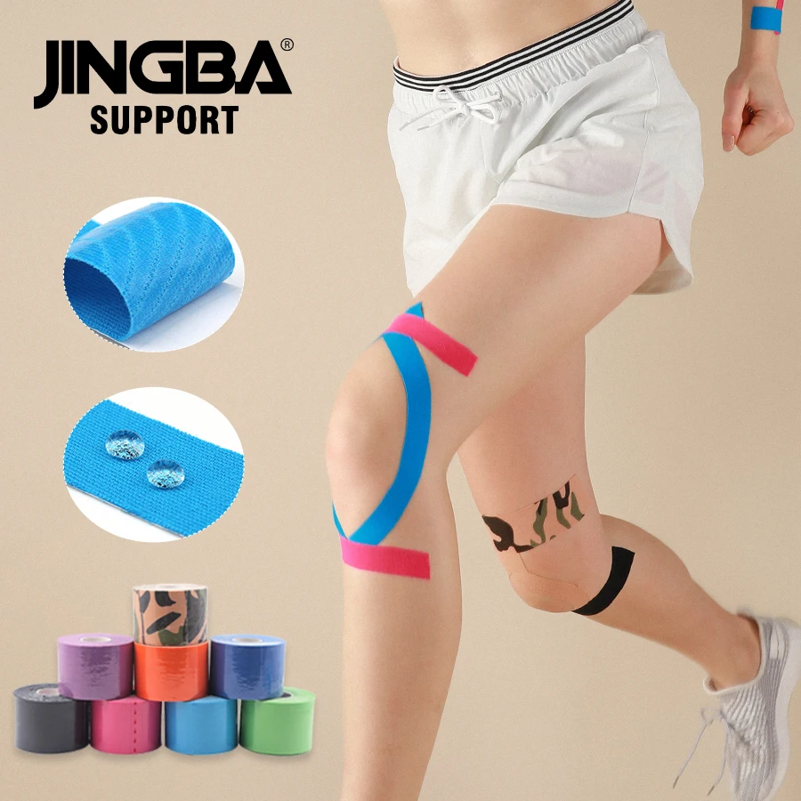JINGBA FDA CE ISO Multiple Colors Custom Bulk Waterproof Breathable Muscle Pain Relief  for Gym Sport Fitness Kinesiology Tape