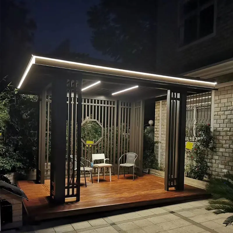 Waterproof Gazebo Pergola Aluminum 4x3 Pergola with Metal Nature Wpc Garden Gazebo Roof Outdoor Wood Pavilion Support SPF