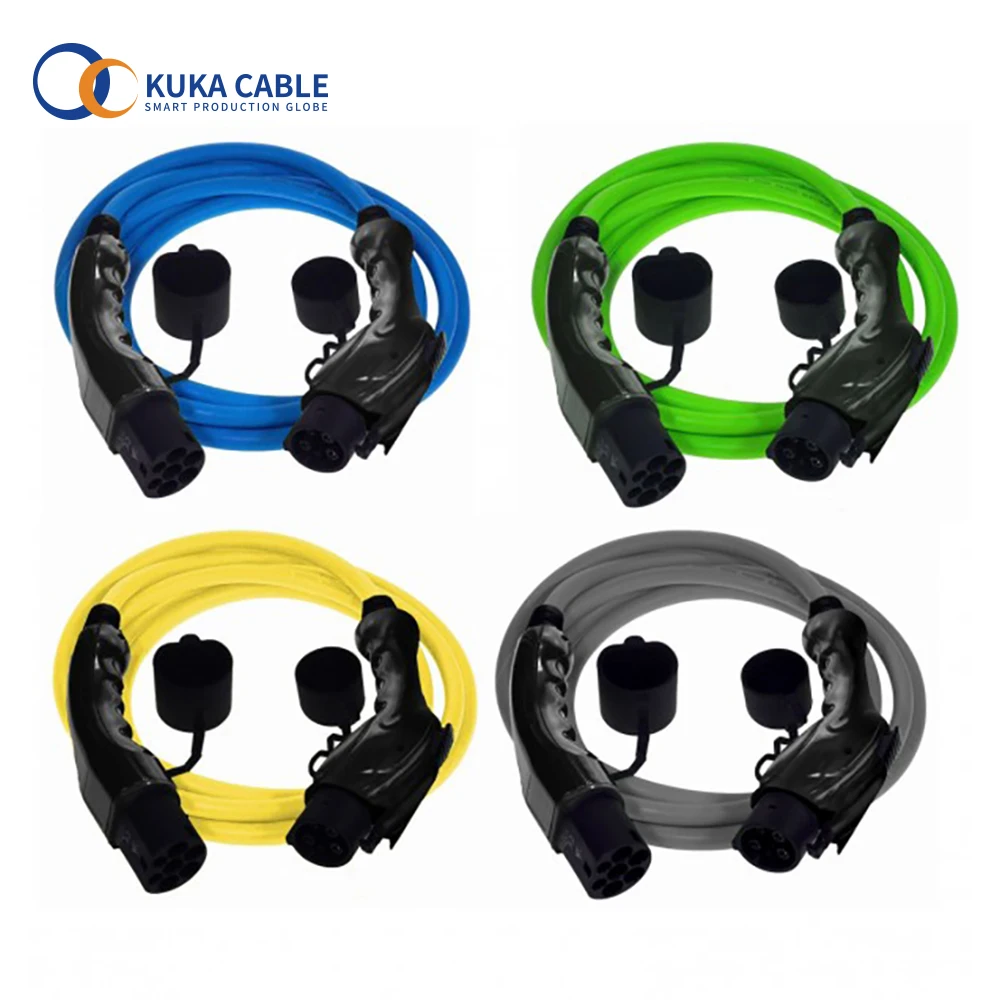 32A J1772 Type1 Mode2 Electric Car Charger EV Cable Fast Charging Mennekes Plug Industrial Ce Electrical Plug Socket 