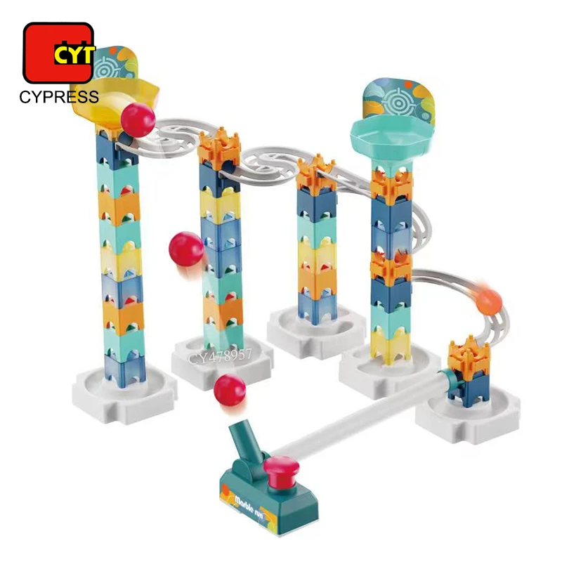 Marble Run Ejection Ball Race Track Rolling Game 58 PCS Marble Maze Building Block Toys Educational Toys