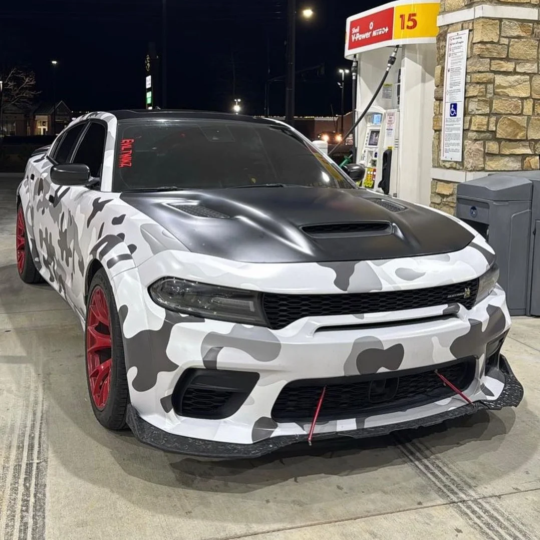 Custom free design dodge charger camouflage car wrap film air bubble free easy to install car wrapping vinyl