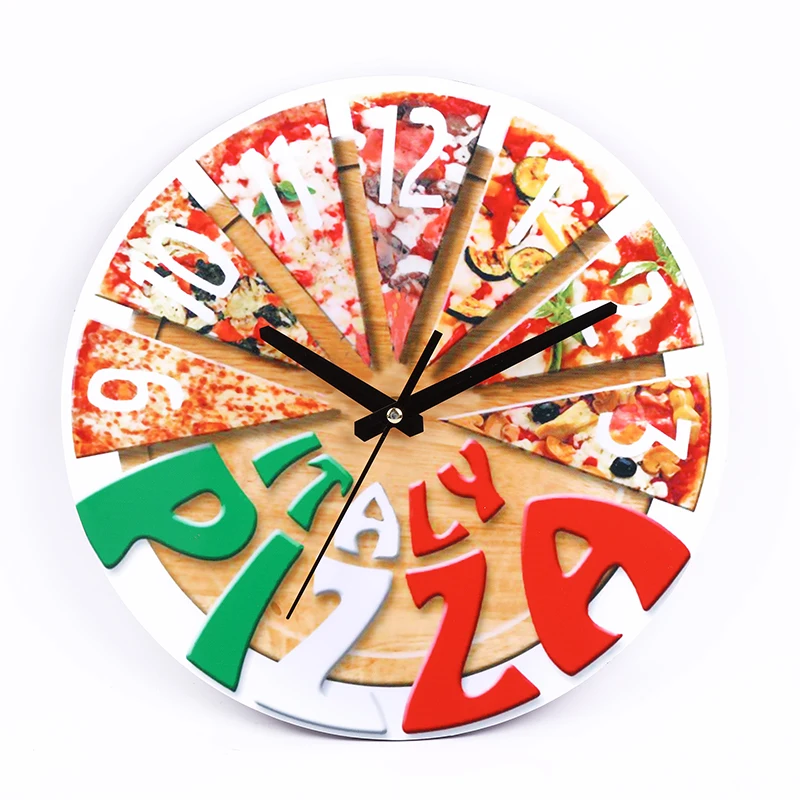 Pizza Wall Clock Italy Restaurant Kitchen Decor Style Italian Food Wall Art Gastronome Wall Clock
